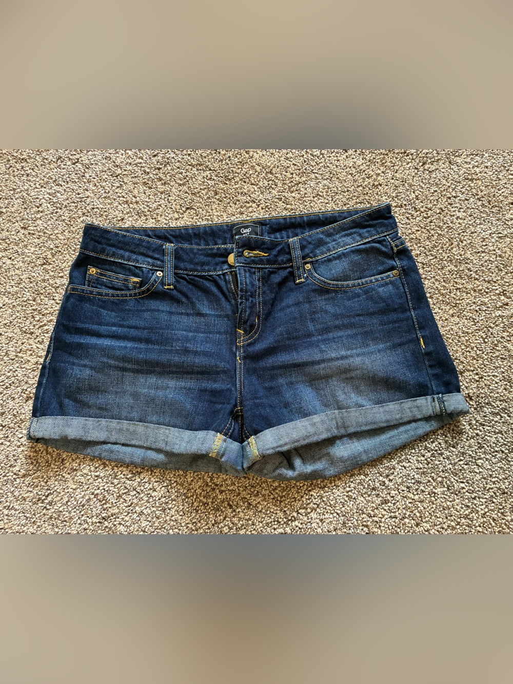 Gap - Dark Wash Denim Cuffed Shorts - Blue